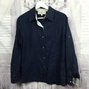St. John Sport Linen Button Snap Down Shirt S